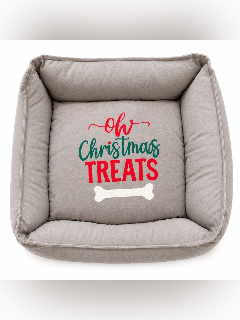 Oh Christmas Treats Dog Bed Cushion - Neutral Gray